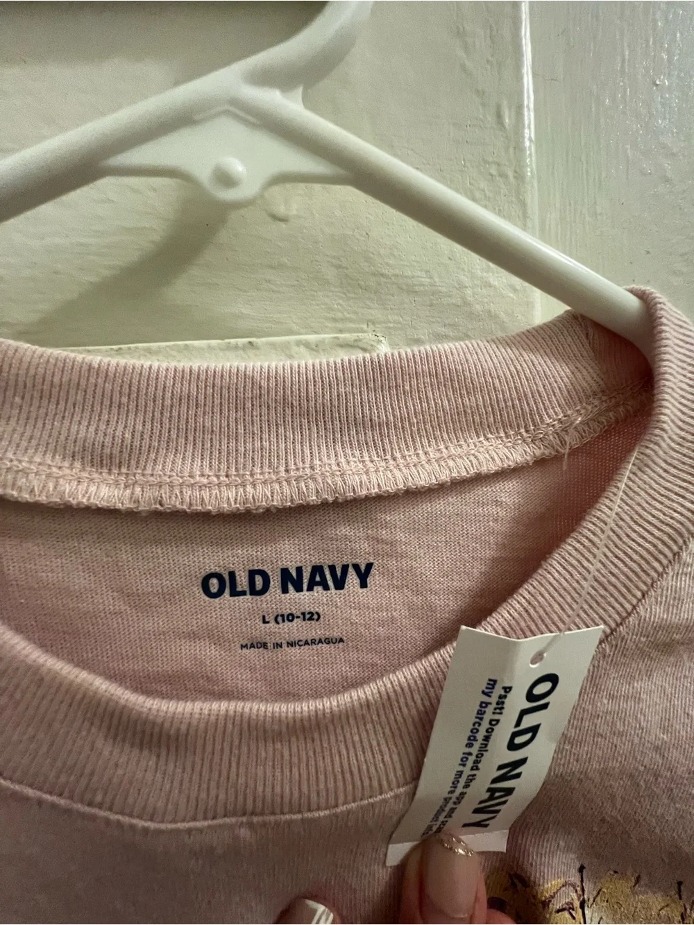 Old Navy Light Pink Cropped Nirvana Heart Floral Tee